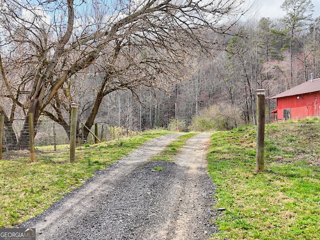1068 Coleman River Rd, Clayton, GA 30525 - view of dirt / gravel road featuring a wooded view