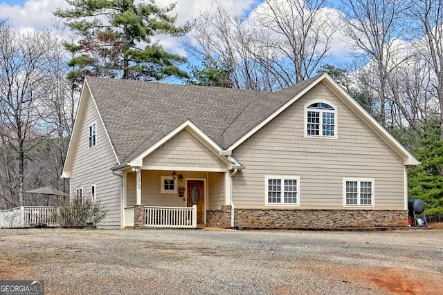 1068 Coleman River Rd, Clayton, GA 30525 - craftsman inspired home featuring covered porch, stone siding, and roof with shingles