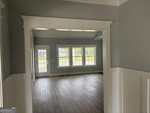 117 Rachel Way, Brunswick, GA 31523 - unfurnished room featuring wood finished floors, healthy amount of natural light, crown molding, and baseboards