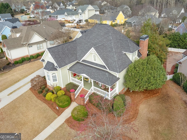 aerial view featuring a residential view