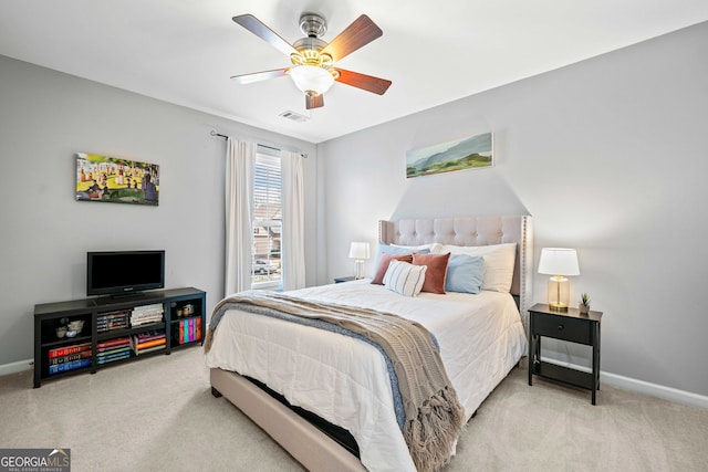 3810 Branch Bluff Ln, Cumming, GA 30040 - carpeted bedroom with visible vents, baseboards, and ceiling fan