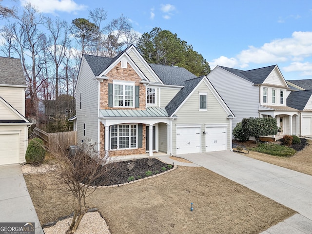 3810 Branch Bluff Ln, Cumming, GA 30040 - traditional home with a garage, stone siding, driveway, and a shingled roof