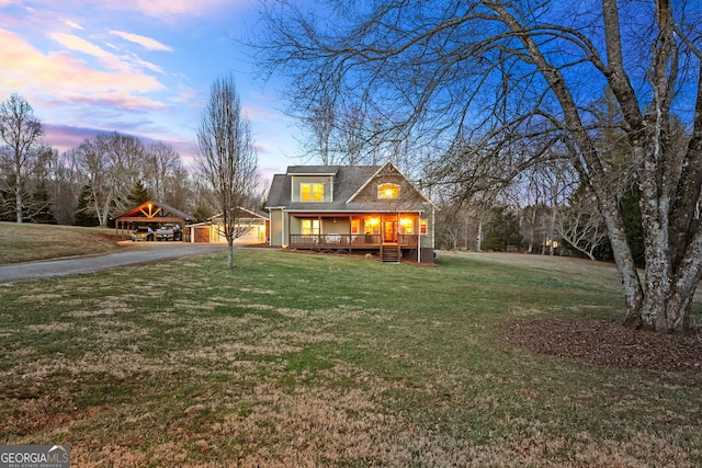 153 Whistle Pig Ter, Blairsville, GA 30512 - view of front of property with driveway, a carport, a lawn, and a shingled roof
