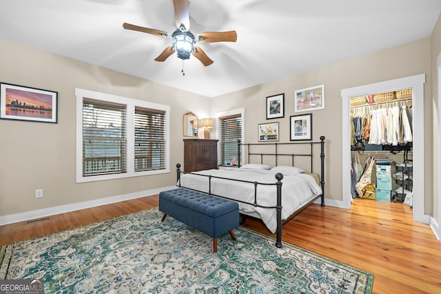 153 Whistle Pig Ter, Blairsville, GA 30512 - bedroom featuring a ceiling fan, baseboards, visible vents, light wood-style flooring, and a closet