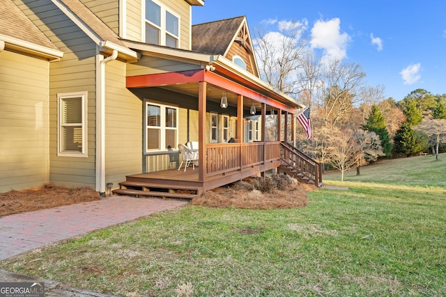 153 Whistle Pig Ter, Blairsville, GA 30512 - view of side of property with a lawn, covered porch, and roof with shingles