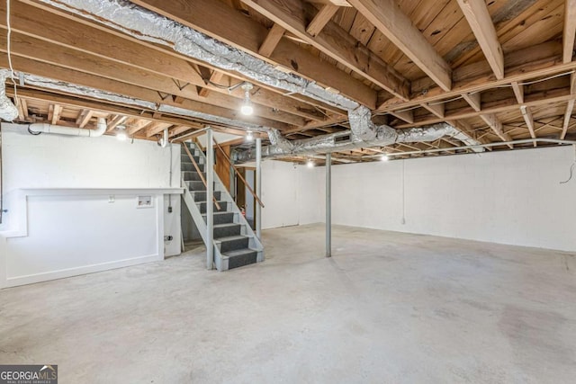 unfinished below grade area with stairs