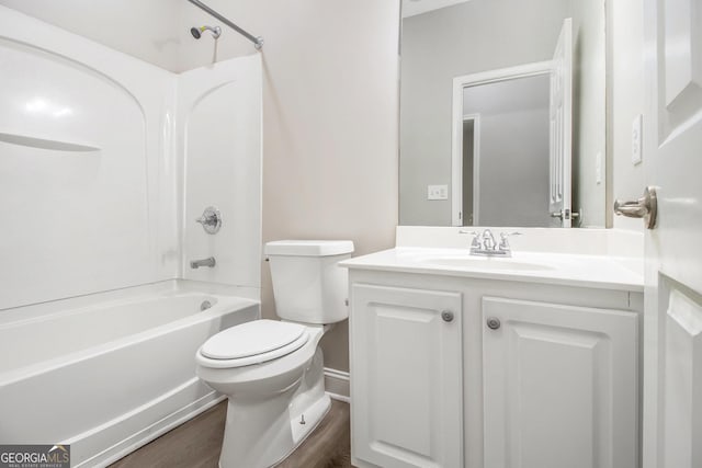 4319 Alysheba Dr, Fairburn, GA 30213 - bathroom with vanity, bathtub / shower combination, and wood finished floors