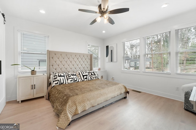 1290 Westboro Dr SW, Atlanta, GA 30310 - bedroom featuring visible vents, recessed lighting, light wood-type flooring, and baseboards