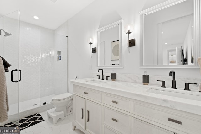1290 Westboro Dr SW, Atlanta, GA 30310 - full bath with tile patterned flooring, a stall shower, toilet, and a sink