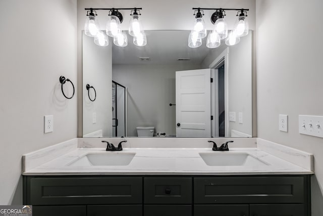 132 Pinnacle Way, Carrollton, GA 30117 - full bath with visible vents, a shower stall, toilet, and a sink