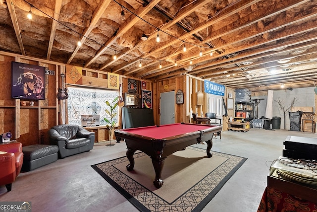rec room featuring concrete flooring and pool table