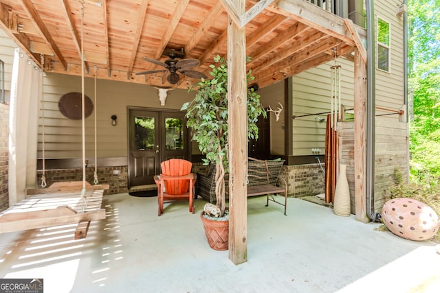 1351 Ashbury Park Dr, Hoschton, GA 30548 - view of patio featuring french doors and a ceiling fan