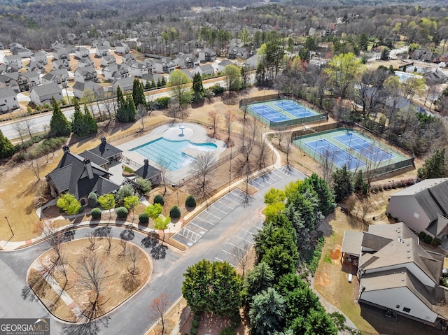 drone / aerial view with a residential view