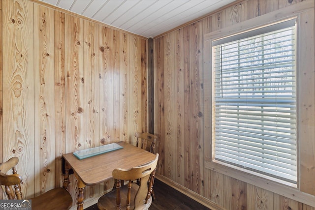 97 Meadow Rd, Swainsboro, GA 30401 - dining space with plenty of natural light, wood ceiling, and wood walls
