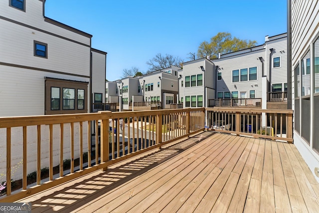 deck with a residential view