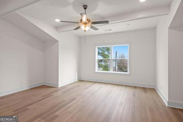 2219 Nena Way Unit 22, Tucker, GA 30084 - unfurnished room with a ceiling fan, visible vents, baseboards, light wood-style flooring, and recessed lighting