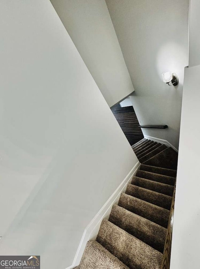 61 Observation Way, Dallas, GA 30132 - stairs featuring baseboards and carpet