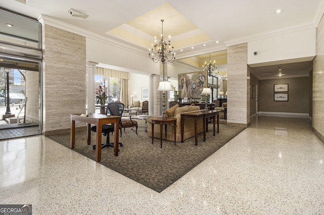 300 W Peachtree St Unit 21K, Atlanta, GA 30305 - common area featuring crown molding and a towering ceiling