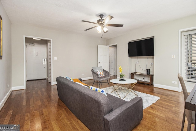 300 W Peachtree St Unit 21K, Atlanta, GA 30305 - living room with ceiling fan and wood finished floors