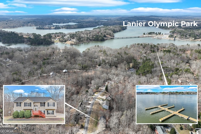 3024 Big Tree Rd, Gainesville, GA 30501 - view from above of property with a nearby body of water and a heavily wooded area