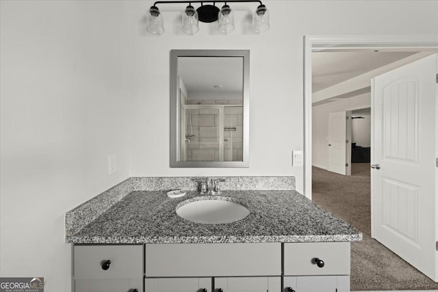 372 Garnet Dr, Acworth, GA 30101 - bathroom with vanity and a stall shower