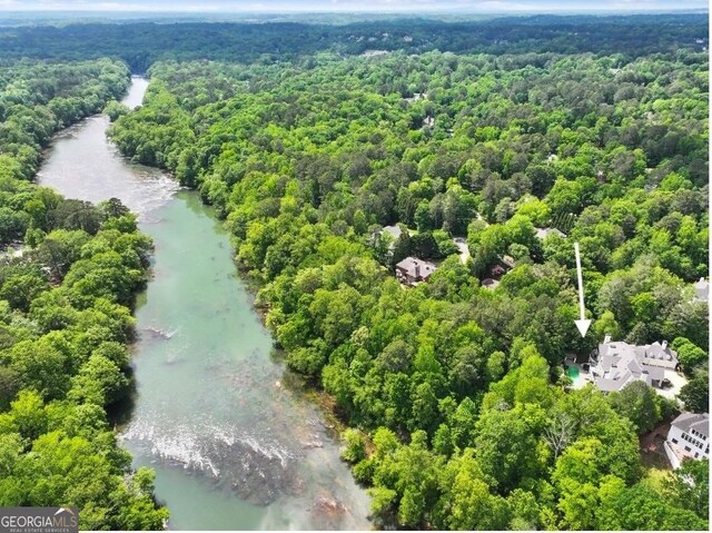 510 Covington Cv, Alpharetta, GA 30022 - bird's eye view of a heavily wooded area and a large body of water