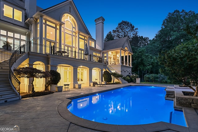 510 Covington Cv, Alpharetta, GA 30022 - outdoor pool featuring stairway and a patio area