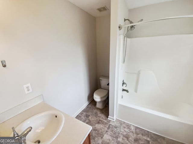 10 Jasmine Ln SW, Euharlee, GA 30120 - bathroom featuring toilet, vanity, washtub / shower combination, and baseboards