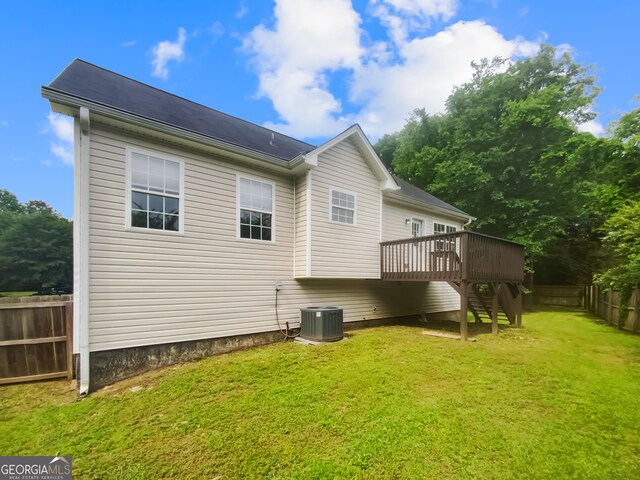 10 Jasmine Ln SW, Euharlee, GA 30120 - back of house featuring a wooden deck, cooling unit, and stairs