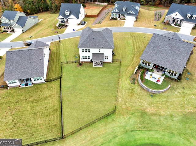aerial view with a residential view