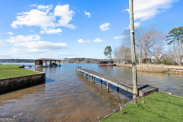 dock area featuring a water view