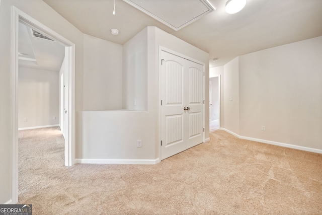 249 Madison Ave, Acworth, GA 30102 - unfurnished bedroom with visible vents, attic access, baseboards, and carpet flooring