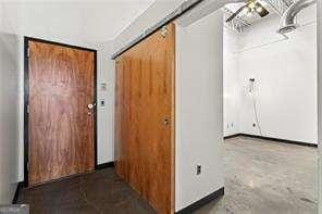 hallway with a barn door
