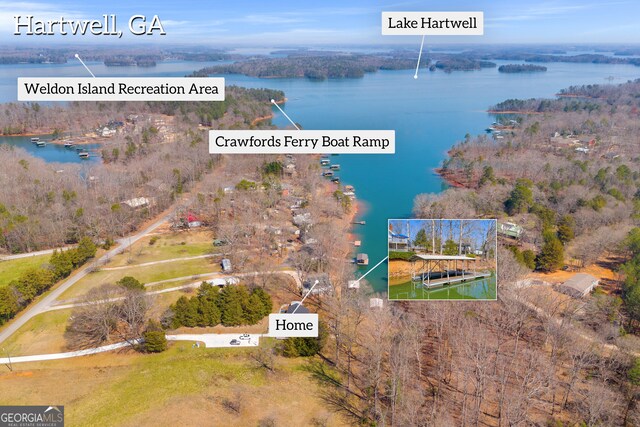 1696 Crawfords Ferry Rd, Hartwell, GA 30643 - bird's eye view featuring a water view