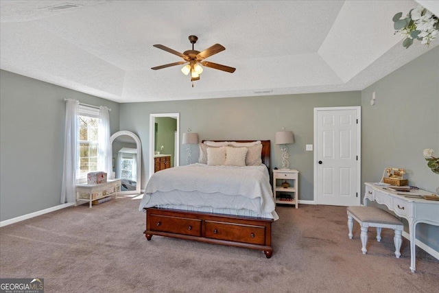 81 Summer Creek Dr, Dallas, GA 30157 - carpeted bedroom with a tray ceiling, baseboards, and a textured ceiling