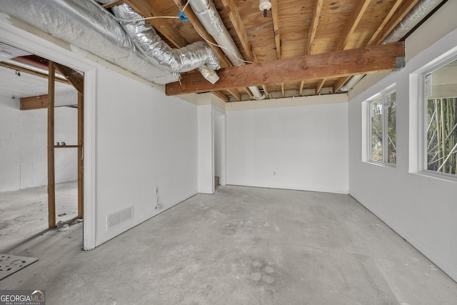 basement featuring visible vents