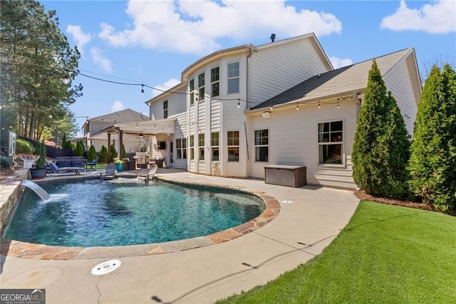 9085 Maple Run Trl, Gainesville, GA 30506 - view of yard with ceiling fan, fence, a patio area, and an in ground hot tub
