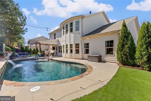 9085 Maple Run Trl, Gainesville, GA 30506 - view of swimming pool with a pergola, a patio area, a lawn, and outdoor lounge area