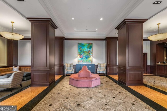 195 14th St NE Unit 1404, Atlanta, GA 30309 - bedroom with recessed lighting, granite finish floor, and a decorative wall