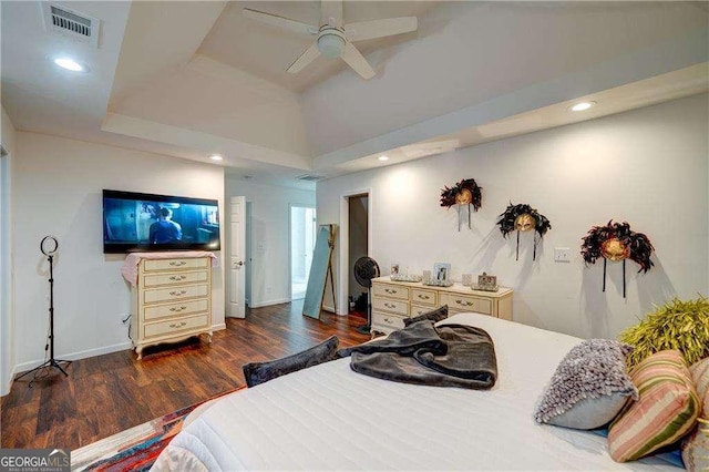 77 Hunters Grn, Dallas, GA 30157 - bedroom with recessed lighting, visible vents, wood finished floors, and a ceiling fan
