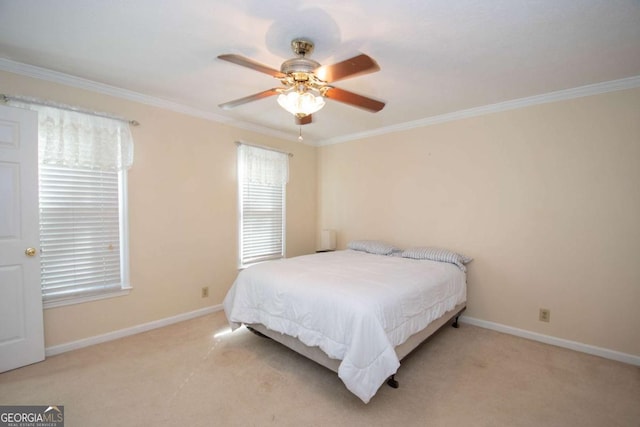 207 Lakeshore Way, Lagrange, GA 30240 - bedroom featuring crown molding, light colored carpet, and ceiling fan
