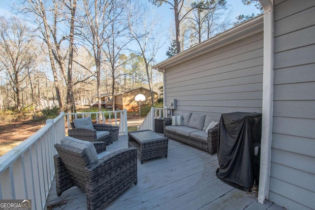 207 Lakeshore Way, Lagrange, GA 30240 - wooden terrace with an outdoor living space