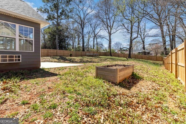 back of house with a chimney, a fenced backyard, and a patio area