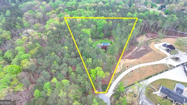 bird's eye view with a view of trees