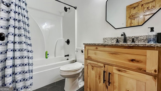 360 Prince Dr, Morganton, GA 30560 - bathroom with vanity, toilet, shower / tub combo, and tile patterned flooring