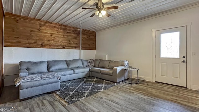360 Prince Dr, Morganton, GA 30560 - living room with wood finished floors and ceiling fan