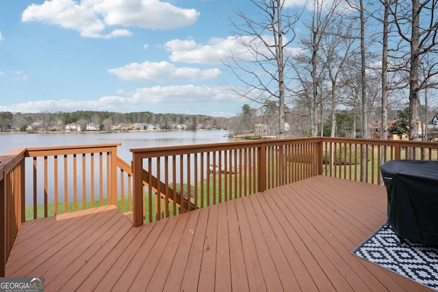 deck with a water view