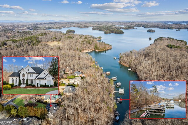 8625 Anchor On Lanier Ct, Gainesville, GA 30506 - view from above of property with a nearby body of water and property boundaries highlighted