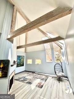3810 Galloway Dr NE, Roswell, GA 30075 - bonus room with beamed ceiling, high vaulted ceiling, and wood finished floors