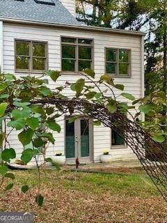 3810 Galloway Dr NE, Roswell, GA 30075 - back of house featuring french doors and a shingled roof
